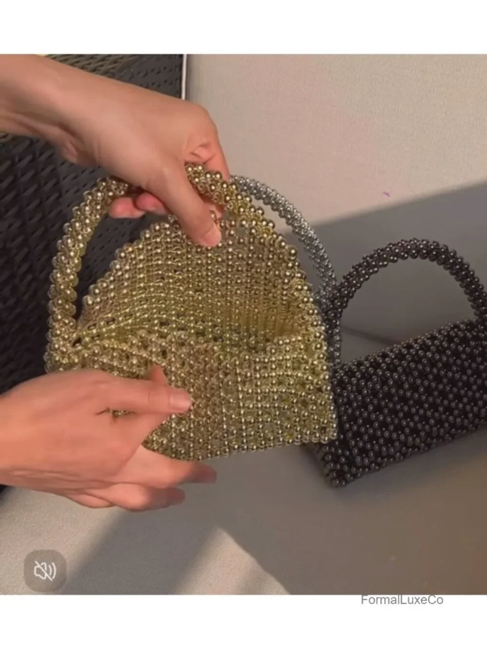 Handmade Acrylic Beaded Clutch Evening Bag Wedding Party